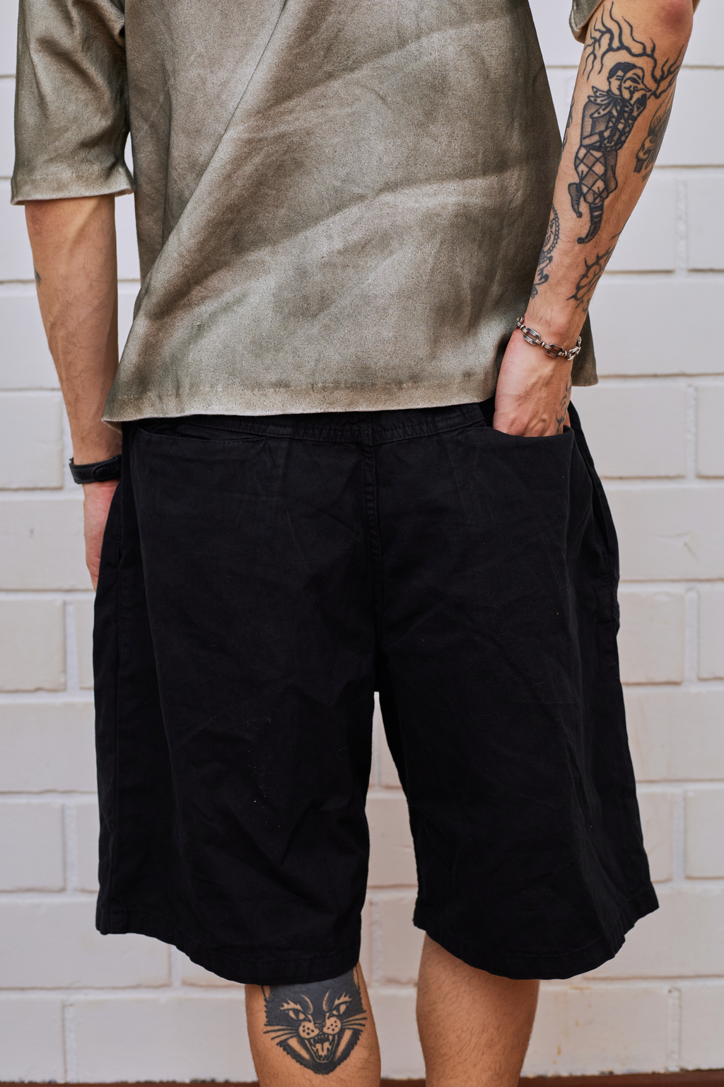 WIDE ELÁSTICO BLACK CANVAS SHORTS