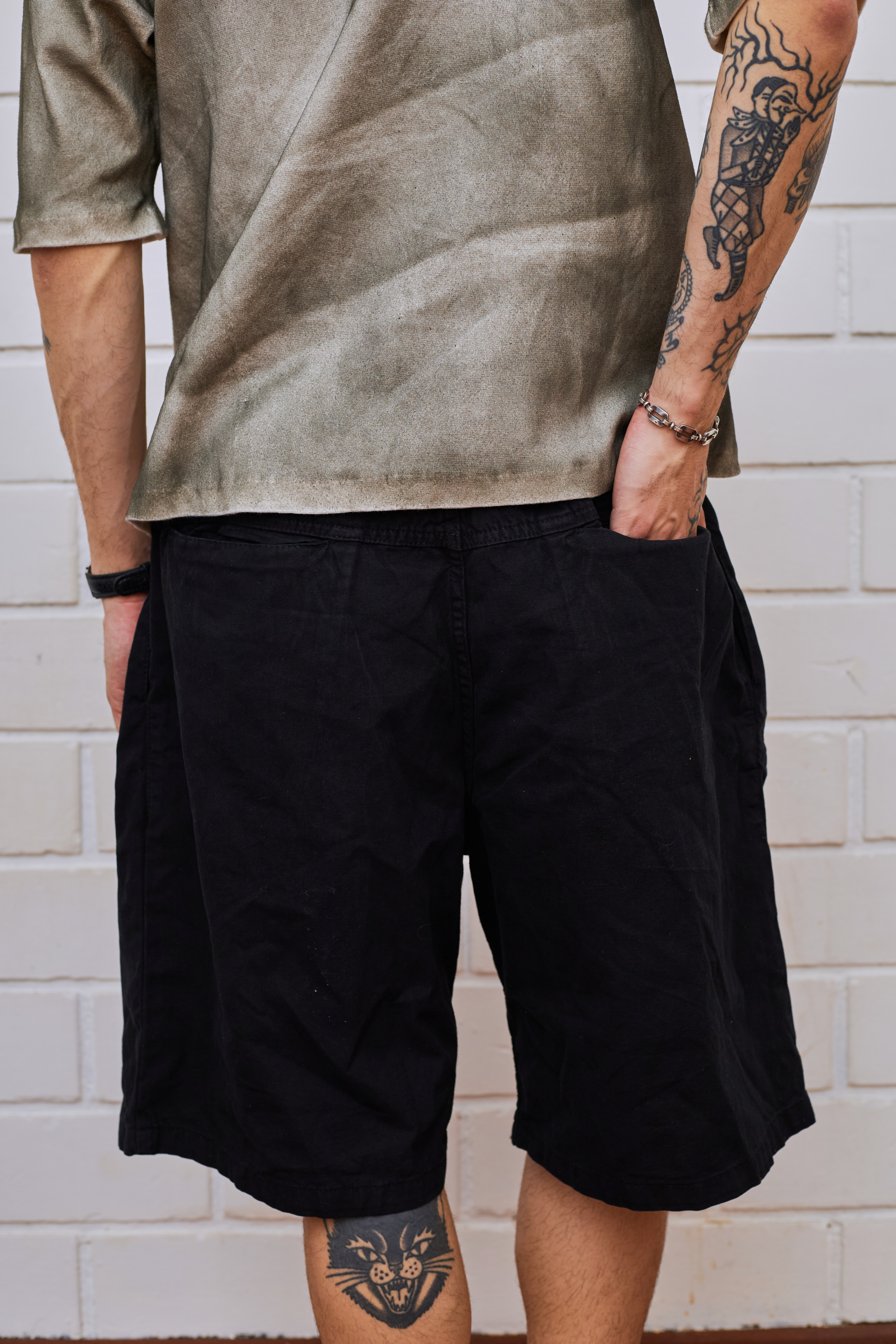WIDE ELÁSTICO BLACK CANVAS SHORTS