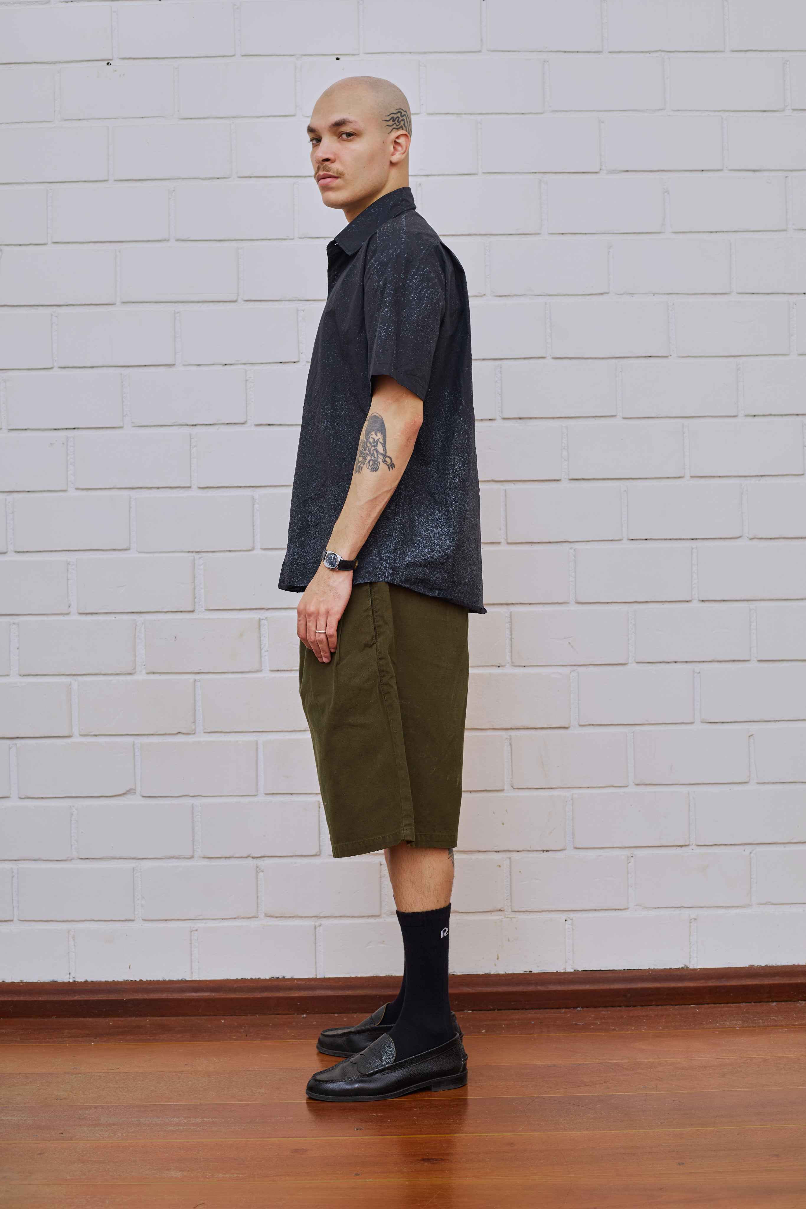 WIDE ELÁSTICO GREEN CANVAS SHORTS