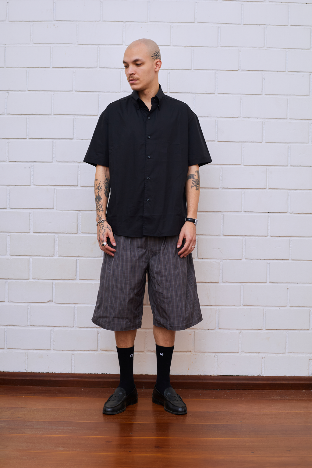 WIDE PLAID SHORTS
